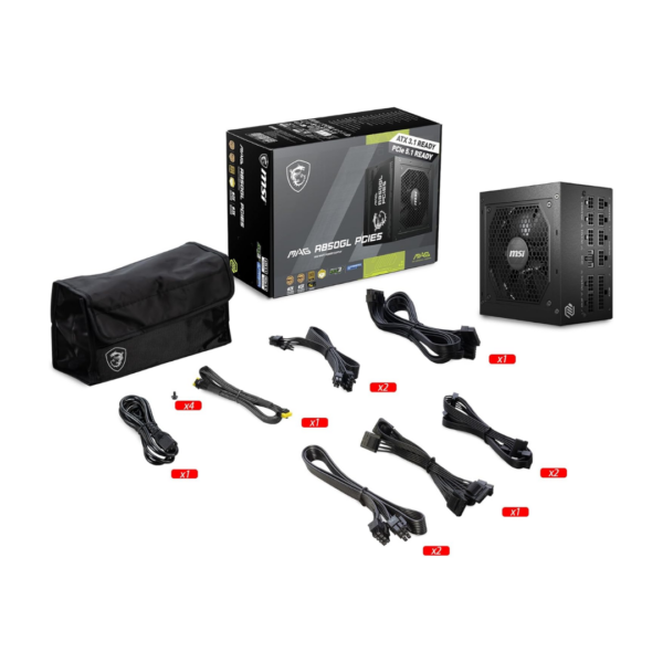 MSI MAG A850GL 850W PCIE 5.1 & ATX 3.1 Fully Modular, Gold ATX Power Supply - Image 3