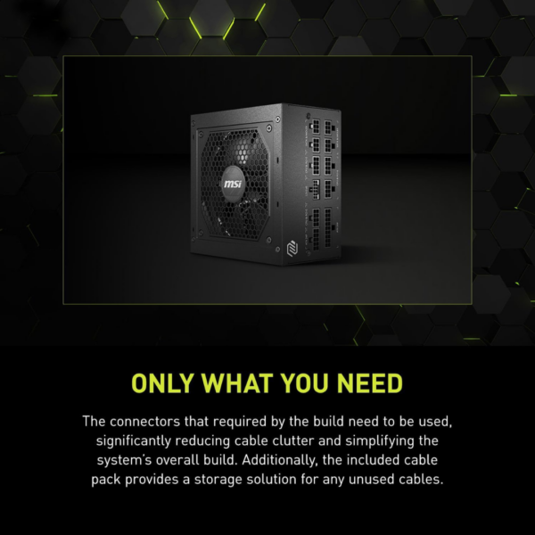 MSI MAG A850GL 850W PCIE 5.1 & ATX 3.1 Fully Modular, Gold ATX Power Supply - Image 8