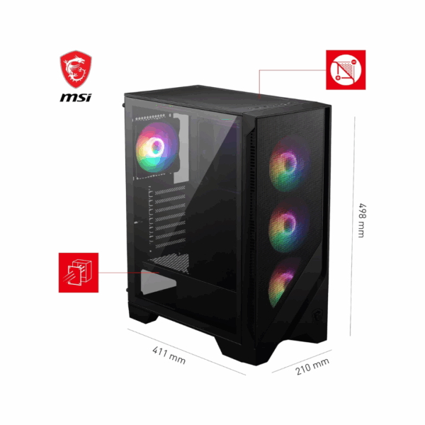 MSI MAG FORGE M120A Mid Tower PC Case -BLACK - Image 3