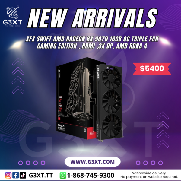 XFX Swift AMD Radeon RX 9070 Triple Fan Gaming Edition with 16GB GDDR6 HDMI 3xDP, AMD RDNA™ 4