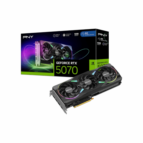 PNY NVIDIA GeForce RTX™ 5070 12GB ARGB Overclocked Triple Fan Graphics Card- OPEN BOX
