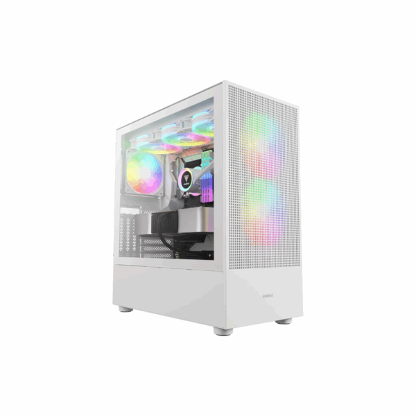 Gamdias White E-ATX Mid Tower Gaming Computer PC Case w/Tempered Glass