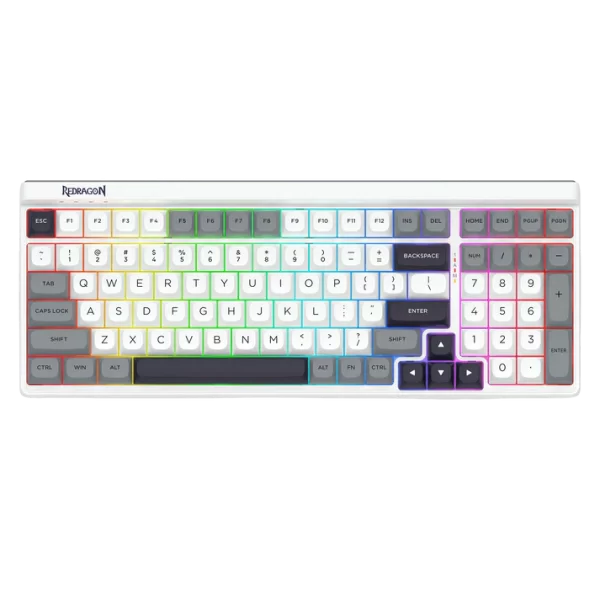 Redragon K656 PRO 3-Mode Wireless RGB Gaming Keyboard, 100 Keys Mechanical Keyboard w/Hot-Swappable Socket, 3 Noise Dampening Layers, PBT Round Keycaps & Custom Linear Switch, MoonDust Gray