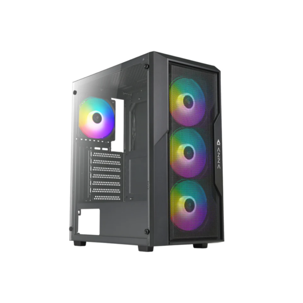 AZZA FIGHTER 290 BLACK M-ATX PC CASE WITH 4 ARGB 120MM COOLING FANS