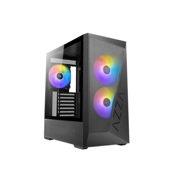 AZZA REAVER MATX PC CASE BLACK WITH 3 ARGB 120MM COOLING FANS