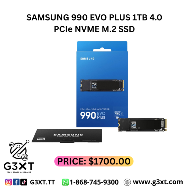 Samsung SSD 990 EVO Plus 1TB, PCIe Gen 4x4 | 5x2 M.2 2280, Up to 7,250 MB/s | NVMe Internal Solid State Drive, Upgrade Storage for PC/Laptops, HMB Technology & Intelligent Turbowrite 2.0 (MZ-V9S2T0B/AM)