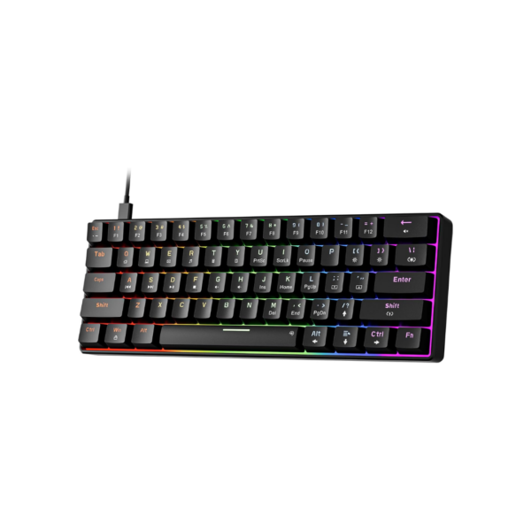 Newmen GM611 Mechanical Keyboard,LEDBacklit Wired Gaming Keyboard RedSwitch | Compact Portable,Mini 61 Keys,LED Backlit,60 Percent Mechanical Keyboard,Black Keycaps,Windows Laptop PC,Linear Red Switches